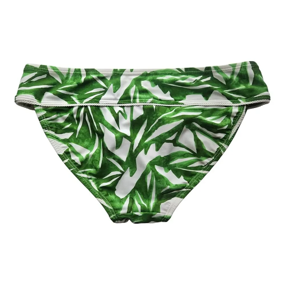 ATHLETA Women's Size XS Bikini Bottom Green White Tropical Rainforest Leaves